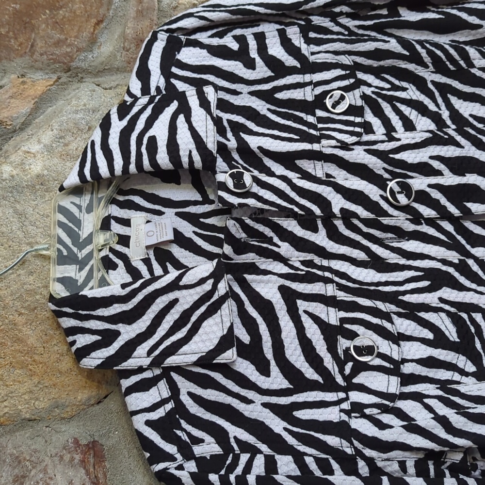 Chico's Monochrome Zebra Print Jacket - Picture 2 of 9